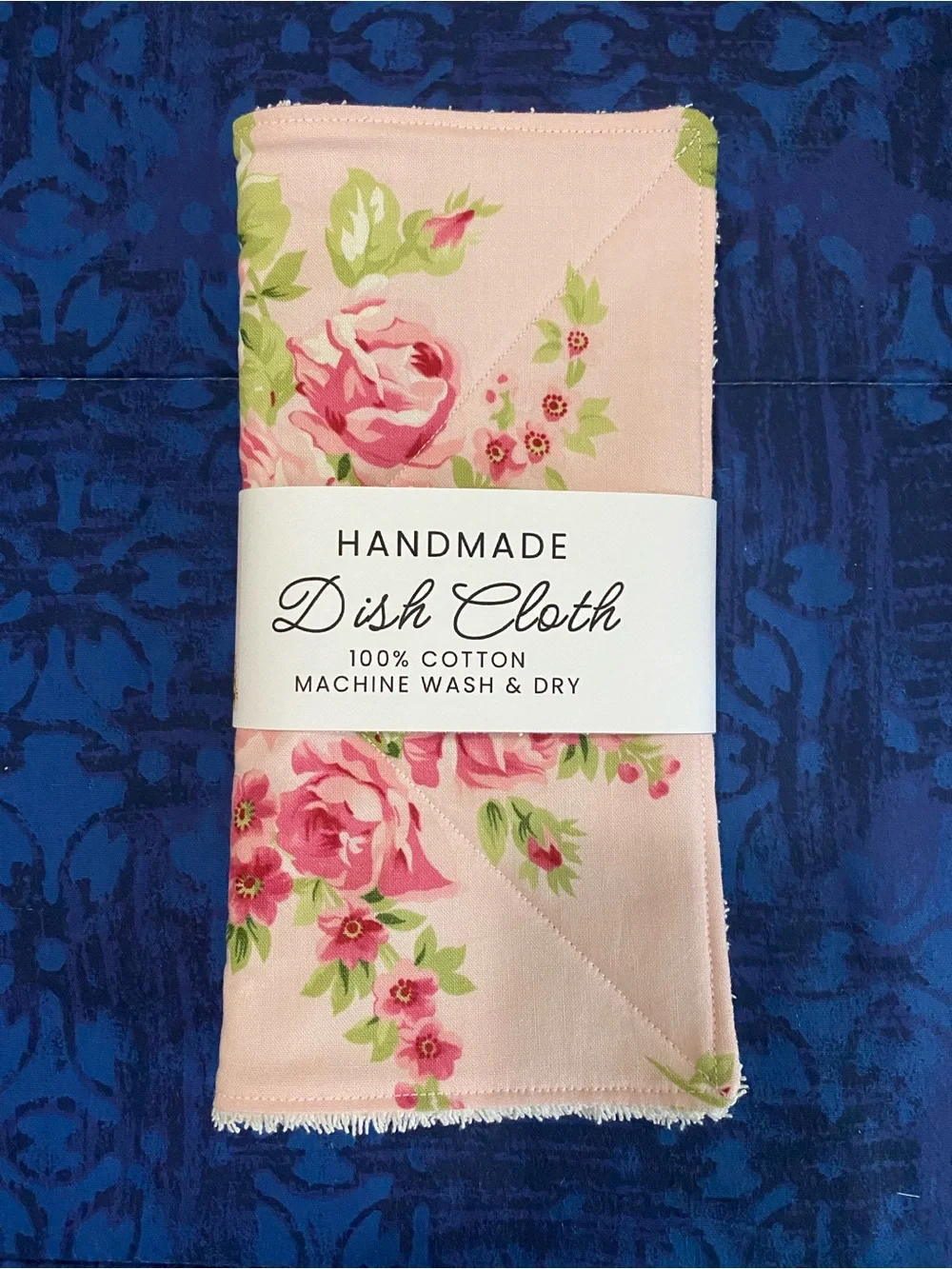 Handmade Floral Pink Dish Cloth